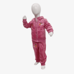 Pink Bunny Ear Hooded Kids Velvet Tracksuit Set - Image 4