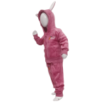 Pink Bunny Ear Hooded Kids Velvet Tracksuit Set - Image 8