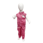 Pink Bunny Ear Hooded Kids Velvet Tracksuit Set - Image 7