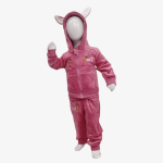Pink Bunny Ear Hooded Kids Velvet Tracksuit Set - Image 2