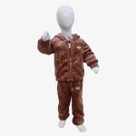 Brown Teddy Bear Velvet Kids Winter Tracksuit Set - Image 2