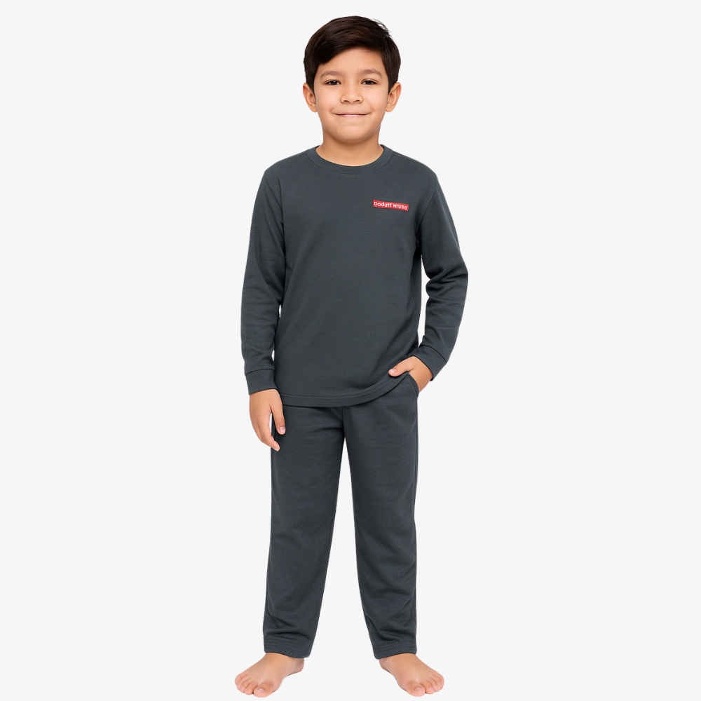 Untitled (1000 x 1000 px) (17) Boys’ Charcoal Grey Long Sleeve Lounge Set – Cozy Two-Piece Sleepwear or Casual Wear - Image 1